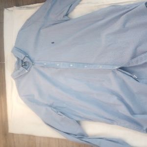 Men's blue checkered long sleeve dress shirt
